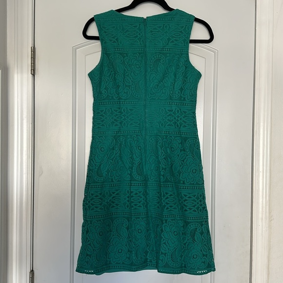 Eliza J Sleeveless Floral Lace Overlay Mini Shift Dress Cocktail Green Sz 2 - Picture 7 of 9